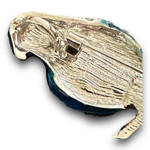 Enameled Bird Brooch/Pendent Semi Precious Topaz Belly Vintage Excellent - Picture 6 of 8